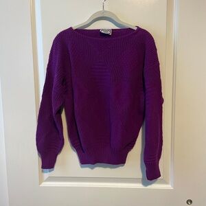 80s Purple Vintage Funky Patterned Women's Sweater